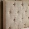 Twin Size Ivory Beige Fabric Upholstered Button Tufted Headboard