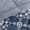 Twin size 3-Piece Navy Blue White Reversible Floral Striped Comforter Set