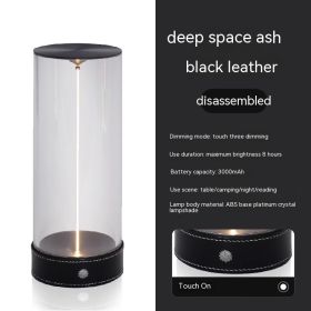 Bedroom Magnetic Ambiance LED Bedside Lamp (Option: Dark Grey-With Black Leather-USB)