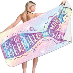 Microfiber Variety Bath Towel Towel Sea Stand Holiday Rectangular Sand Shawl 3D Printing (Option: Mermaid11-80x160cm)