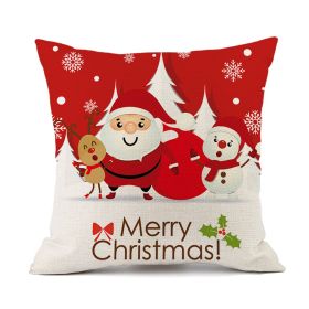 Christmas Elk Santa Claus Red Festive Printed Linen Cushion (Option: Style 6-45x45cm)