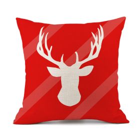 Christmas Elk Santa Claus Red Festive Printed Linen Cushion (Option: Style 3-45x45cm)