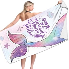 Microfiber Variety Bath Towel Towel Sea Stand Holiday Rectangular Sand Shawl 3D Printing (Option: Mermaid10-80x160cm)