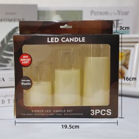 Led Electronic Luminous Candle Imitation Transparent Glass (Option: 5.5X10X12.5 threepiece set-Water drop core)