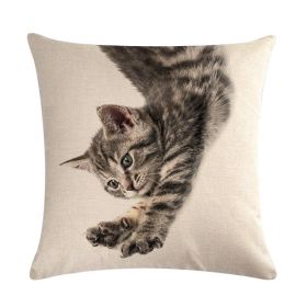 Cute Kitten Linen Pillowcase Cushion Cover (Option: 10-45x45cm)