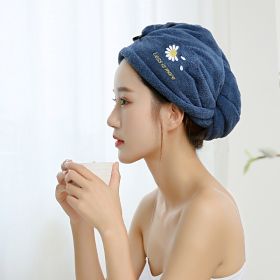 Hair Strong Water Absorption Does Not Hurt Hair Shampoo Bag Headscarf (Option: Navy Blue-25x65cm)