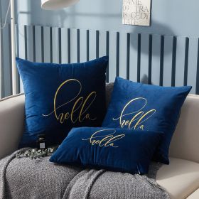 Simple Solid Color Gold Thread Embroidery Couch Pillow Netherlands Velvet Model Room Office Small Waist (Option: Time Wind Blue-30 ï¿½ï¿½ 50cm)