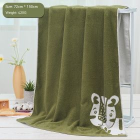 Cartoon Cute Home Cotton Travel Thickened Water-absorbing Quick-drying Soft Bath Towel (Option: Green-72 ï¿½ï¿½ 150cm)