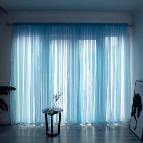 Simple And Modern Balcony Solid Color Gauze Curtain (Option: Sky Blue-2x2.7Hook)