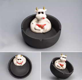 Ao Fan Personality Animal Ashtray Household (Option: Black-S)