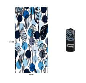 Printed Swim Microfiber Beach Towel (Option: Deep lake blue lotus leaf-80x160cm opp bag)