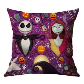 Linen Skull Halloween Pillow Cover (Option: 45x45cm-A05)