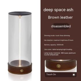 Bedroom Magnetic Ambiance LED Bedside Lamp (Option: Dark Grey-With Brown Leather-USB)