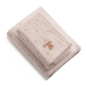 Home Daily Use Cotton Towel Square Gift Set (Color: Pink)