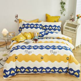 Cotton Single And Double Student Dormitory Three Piece Quilt Cover (Option: Horton yellow-Double Quilt Cover 220x 240cm)