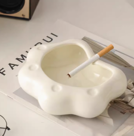 Creative Ceramic Ashtray Household Living Room (Option: White cat paw Ashtray)