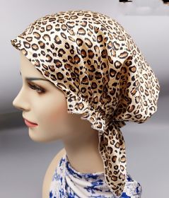 Silk Confinement  Home Hair Care Thin Hat (Option: Coffee Leopard)