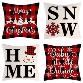 Home Decoration Christmas Pillow Cover Four-piece Set (Option: Model 14-45x45cm)