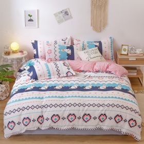 Washed Cotton Four-piece Bedding Set Autumn Single (Option: Love Cute-150cm)