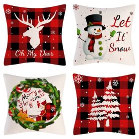 Home Decoration Christmas Pillow Cover Four-piece Set (Option: Style 13-45x45cm)