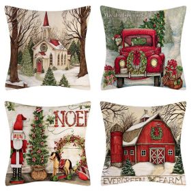 Home Decoration Christmas Pillow Cover Four-piece Set (Option: Style 59-45x45cm)