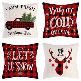 Home Decoration Christmas Pillow Cover Four-piece Set (Option: 24-45x45cm)