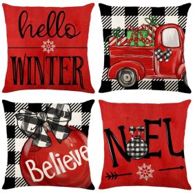 Home Decoration Christmas Pillow Cover Four-piece Set (Option: Style 77-45x45cm)