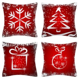 Home Decoration Christmas Pillow Cover Four-piece Set (Option: Style 41-45x45cm)