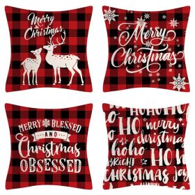 Home Decoration Christmas Pillow Cover Four-piece Set (Option: Style 43-45x45cm)