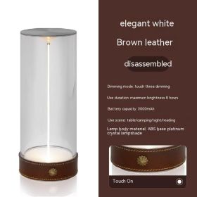 Bedroom Magnetic Ambiance LED Bedside Lamp (Option: White-With Brown Leather-USB)