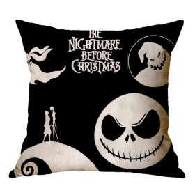 Linen Skull Halloween Pillow Cover (Option: 45x45cm-A14)