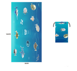 Printed Swim Microfiber Beach Towel (Option: Ocean blue fish-80x160cm opp bag)