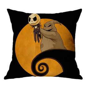 Linen Skull Halloween Pillow Cover (Option: 45x45cm-A03)