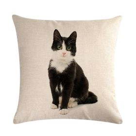 Cute Kitten Linen Pillowcase Cushion Cover (Option: 18-45x45cm)