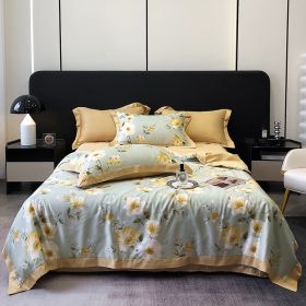 Tencel Summer Duvet Four-piece Washed Silk (Option: Elegant Green-Summer Quilt 200x230cm)