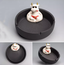 Ao Fan Personality Animal Ashtray Household (Option: Black-L)