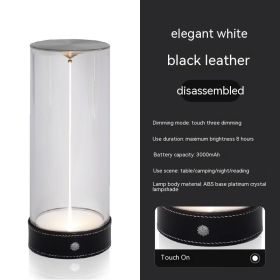 Bedroom Magnetic Ambiance LED Bedside Lamp (Option: White-With Black Leather-USB)