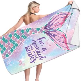 Microfiber Variety Bath Towel Towel Sea Stand Holiday Rectangular Sand Shawl 3D Printing (Option: Mermaid8-80x160cm)