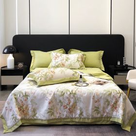 Tencel Summer Duvet Four-piece Washed Silk (Option: Guole Green-Four Sets 150x200cm)