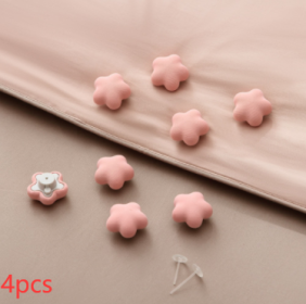 Plum Blossom Quilt Holder Household Safety Pinless Invisible Sheet Holder (Option: Light Pink-4pcs)