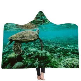 New Ocean Turtle Series Hooded Blanket Cape (Option: 8style-150x200cm)