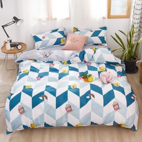 Washed Cotton Four-piece Bedding Set Autumn Single (Option: Rainbow Duck-180cm)