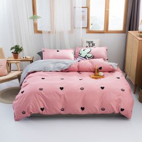 Washed Cotton Four-piece Bedding Set Autumn Single (Option: Heart Style-180cm)