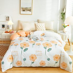 Cotton Single And Double Student Dormitory Three Piece Quilt Cover (Option: Flower Warm Kafuu-Twin 4piece suite200x230)