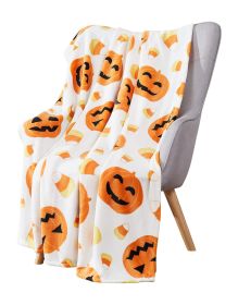 Halloween Pumpkin Bat Holiday Printing Flannel Blanket (Option: No 1-130x150cm)